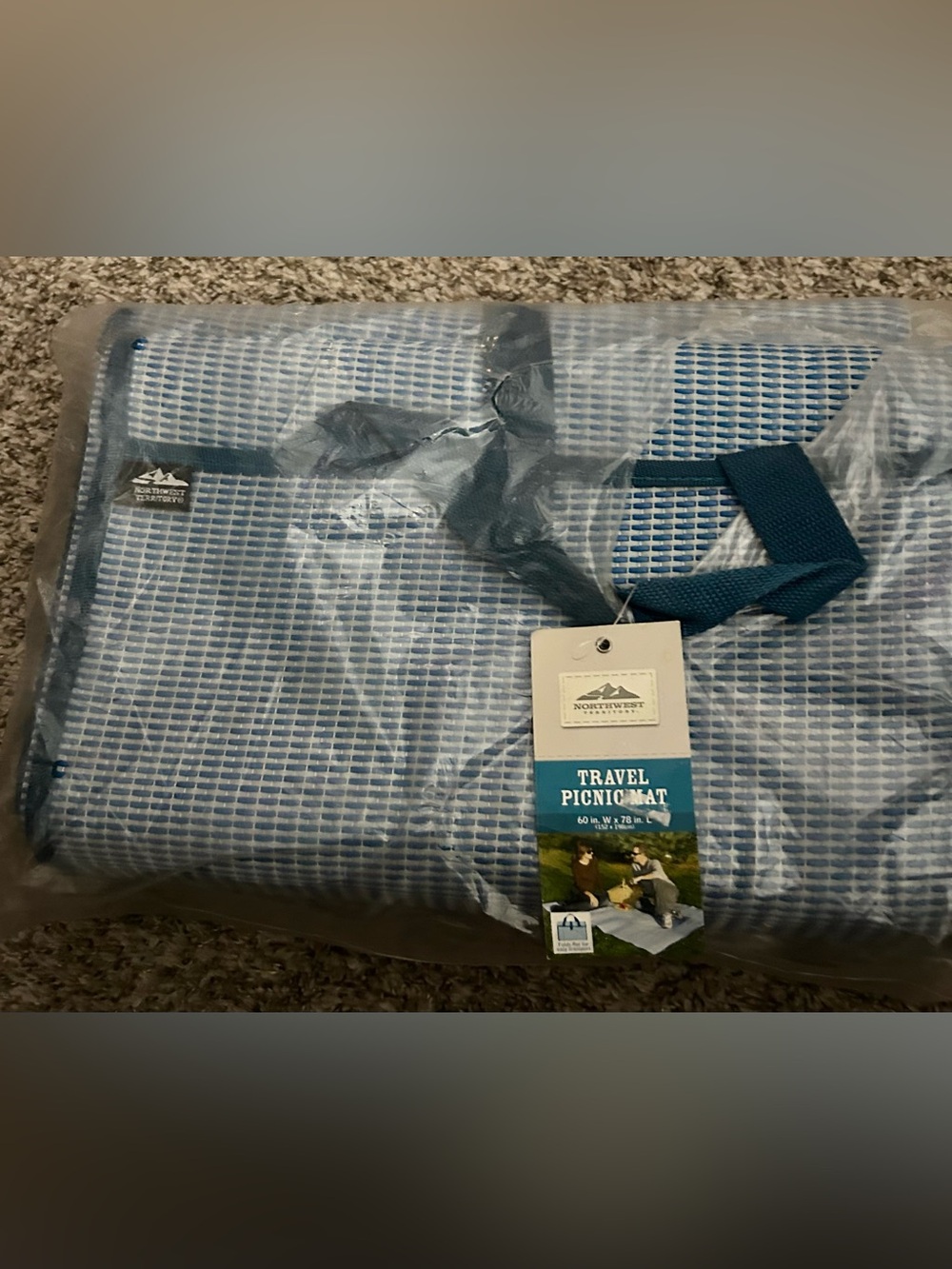 60x78 Northwest Territory Waterproof Travel Picnic Mat blue & white
